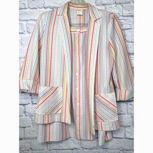 Ko Ko Knits Vintage Women's 2 Piece Multicolor Striped Skirt Suit Size 8
